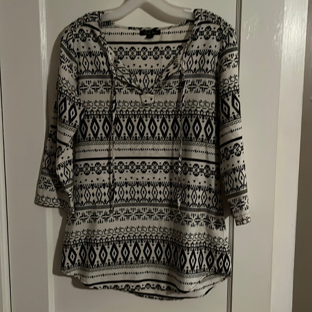 White and black silky shirt